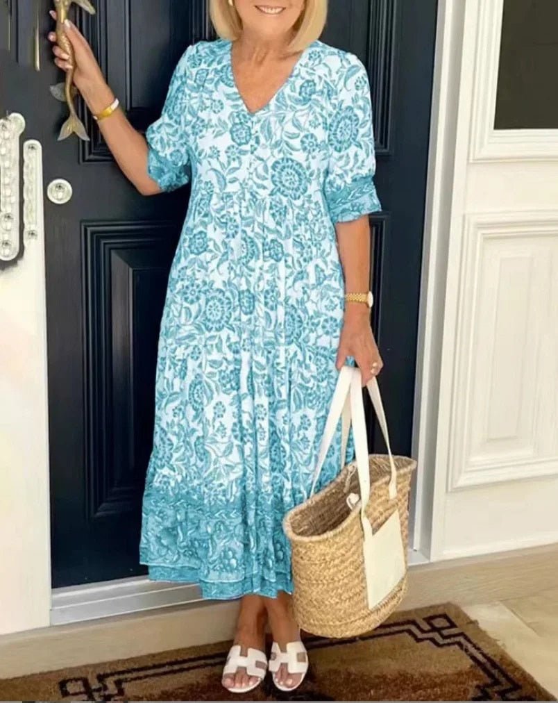 Blumenwiese | Maxikleid mit V-Ausschnitt