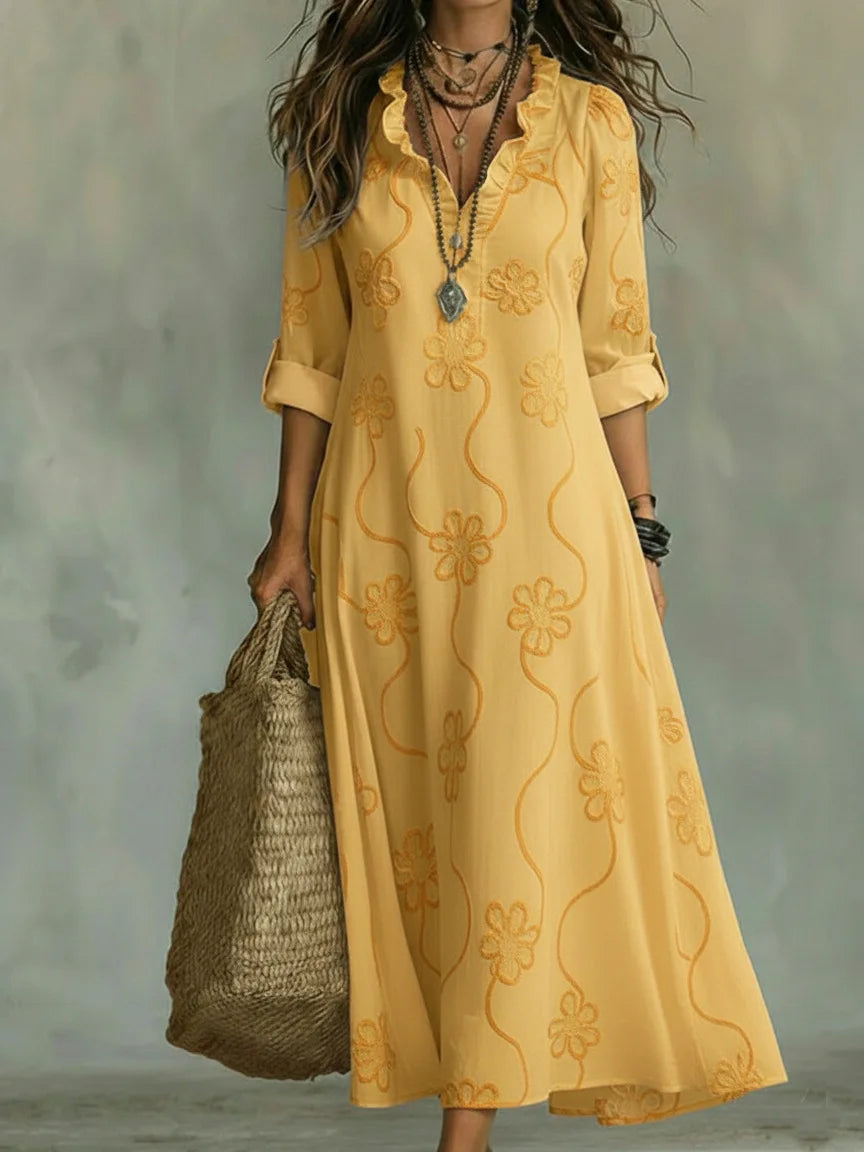 Sienna Blumen-Maxikleid Gelb