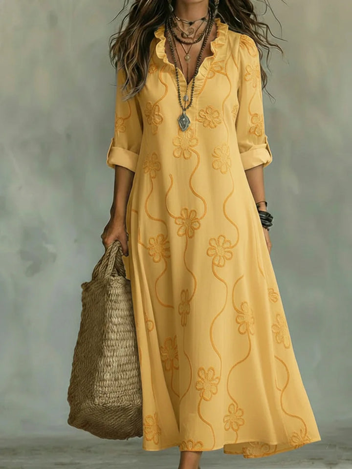 Sienna Blumen-Maxikleid Gelb