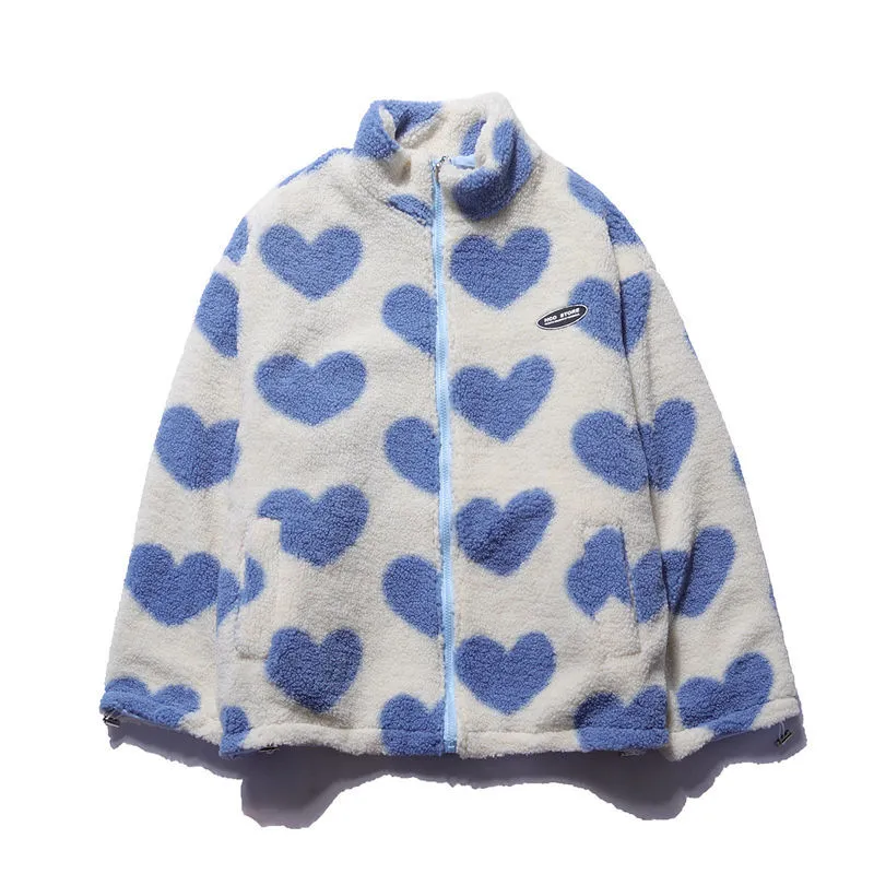 Herzflausch | Wendbare Fleece-Jacke mit Herzmuster
