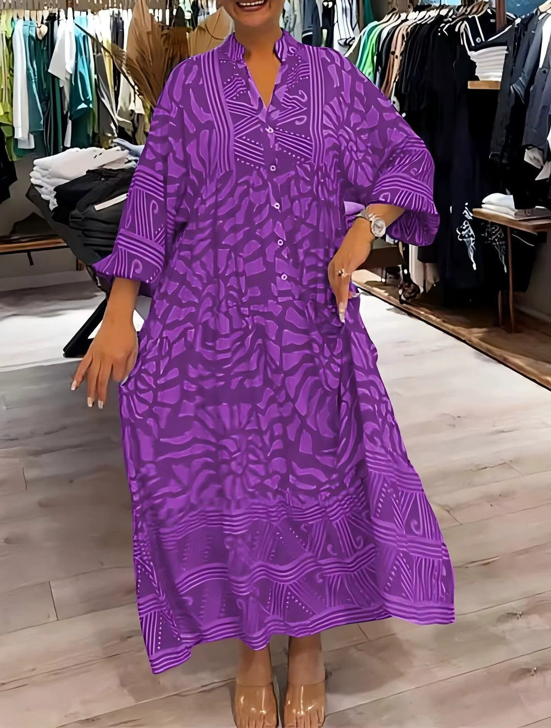 Wellenspiel | Lockeres Kleid mit Wellenprint