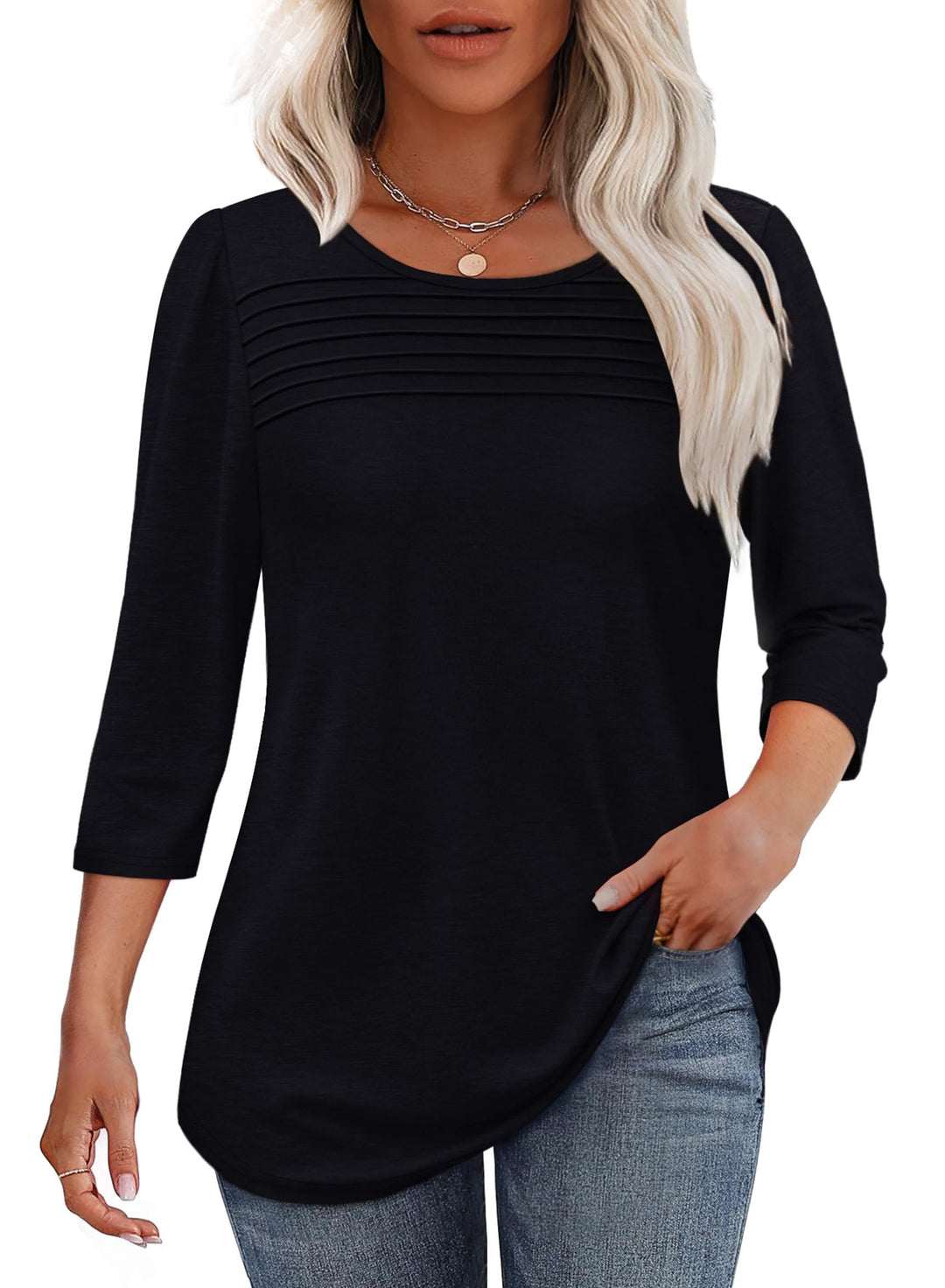 Faltenspiel | Elegantes 3/4-Arm Top