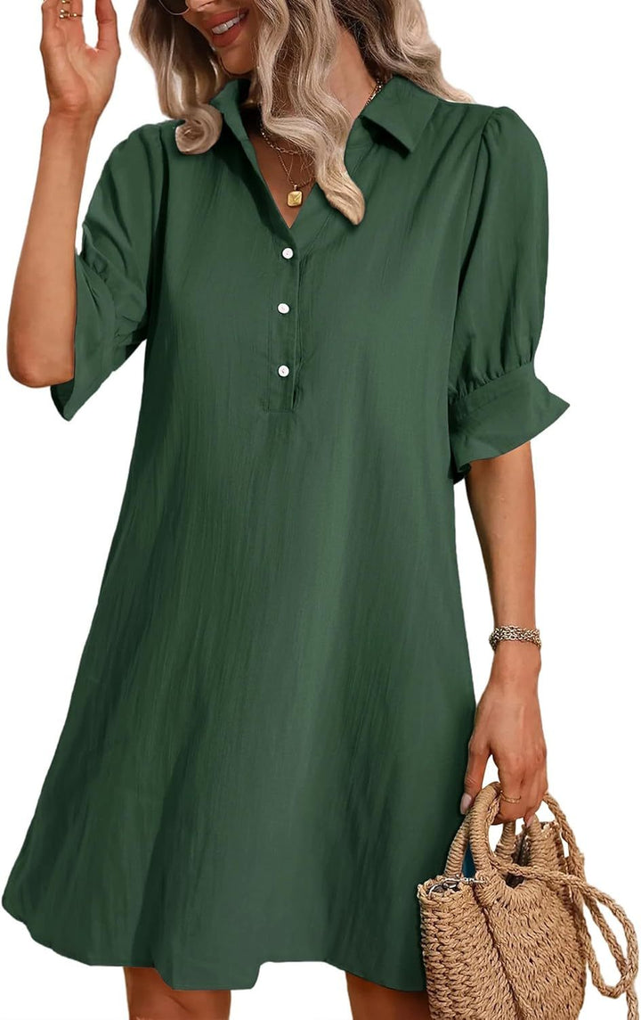 Rüschenchic | Elegantes Kleid mit Knopfleiste