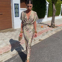 Palmenzauber | Maxikleid mit V-Ausschnitt und Twist-Detail
