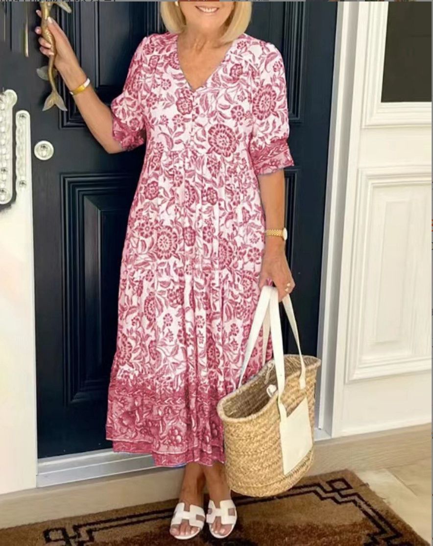 Blumenwiese | Maxikleid mit V-Ausschnitt