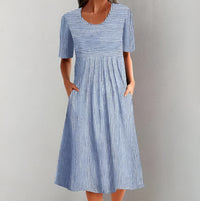Aquellestreifen | Elegantes Gestreiftes Midikleid mit Meeresinspirierter Note