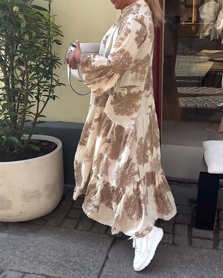 Vintageflair | Elegantes Fließkleid mit Trompetenärmeln