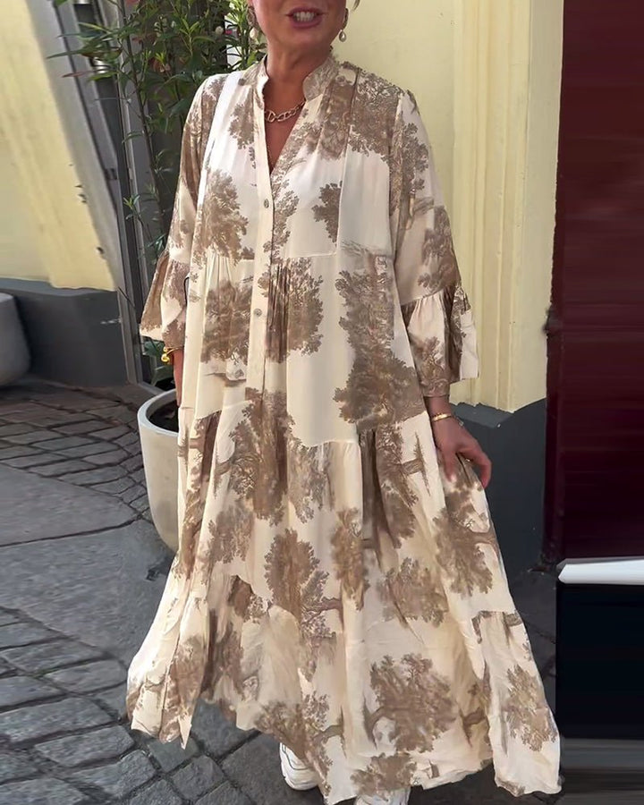 Vintageflair | Elegantes Fließkleid mit Trompetenärmeln