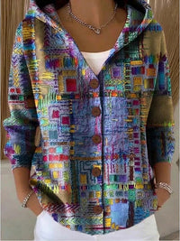 Patchouli™ | Cardigan mit Kapuze und Kunstdruck