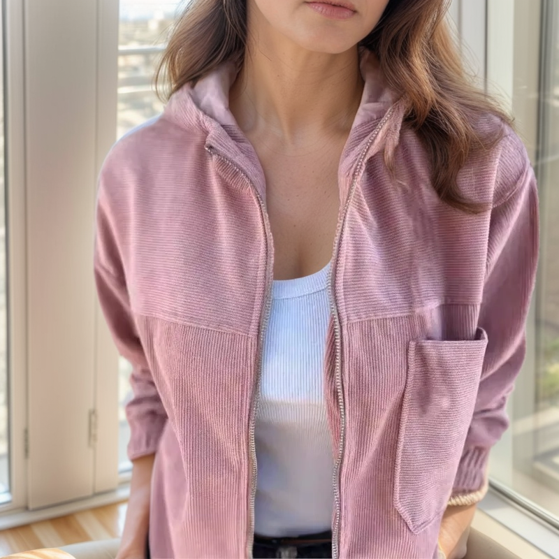 Cordcharme | Kapuzenjacke aus Cord mit Reißverschluss