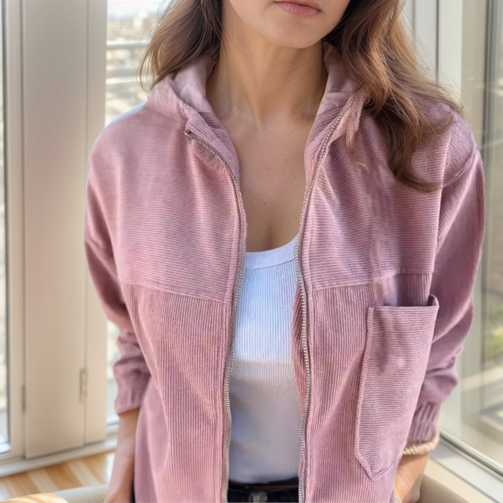 Cordcharme | Kapuzenjacke aus Cord mit Reißverschluss