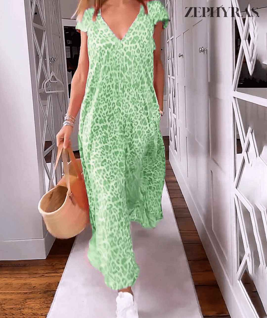 Windspiel | Bedrucktes Sommerkleid mit V-Ausschnitt