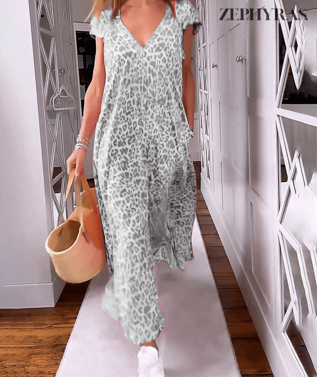 Windspiel | Bedrucktes Sommerkleid mit V-Ausschnitt