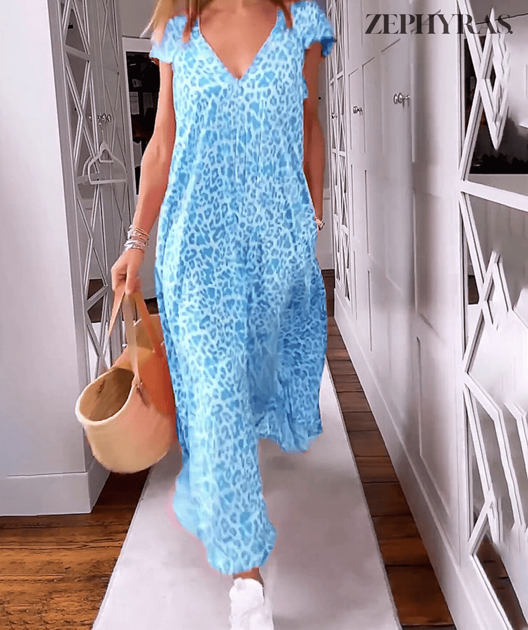 Windspiel | Bedrucktes Sommerkleid mit V-Ausschnitt