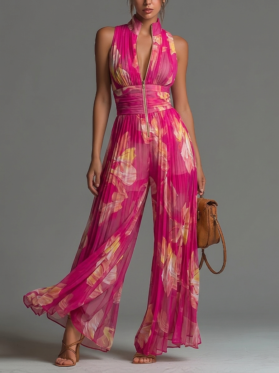 Julia Jumpsuit mit Blumenprint in Fuchsia