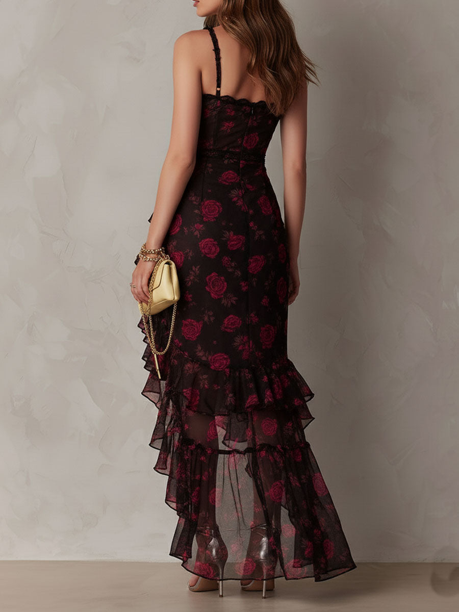 Carlotta Maxikleid – Detailansicht Blumenprint
