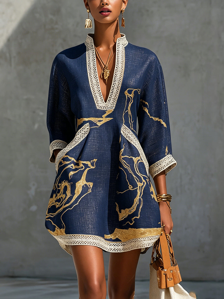 Goldrausch Minikleid Marineblau