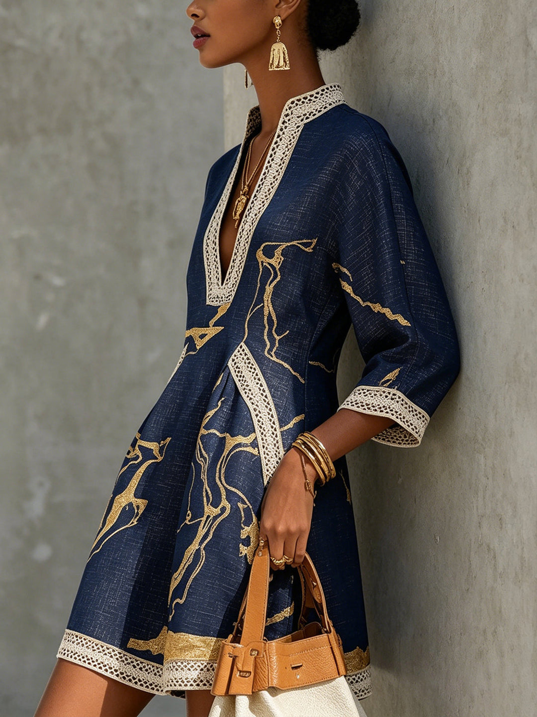 Goldrausch Minikleid Marineblau