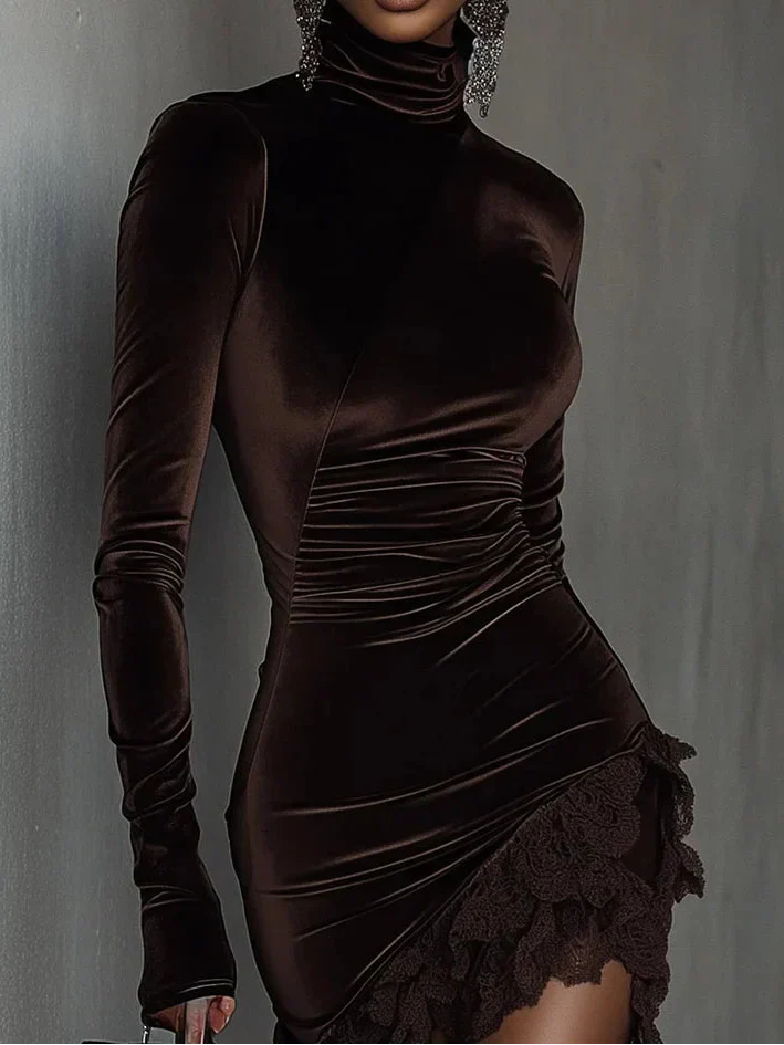 Maryannsamt | Samt-Minikleid mit geschnürtem Saum