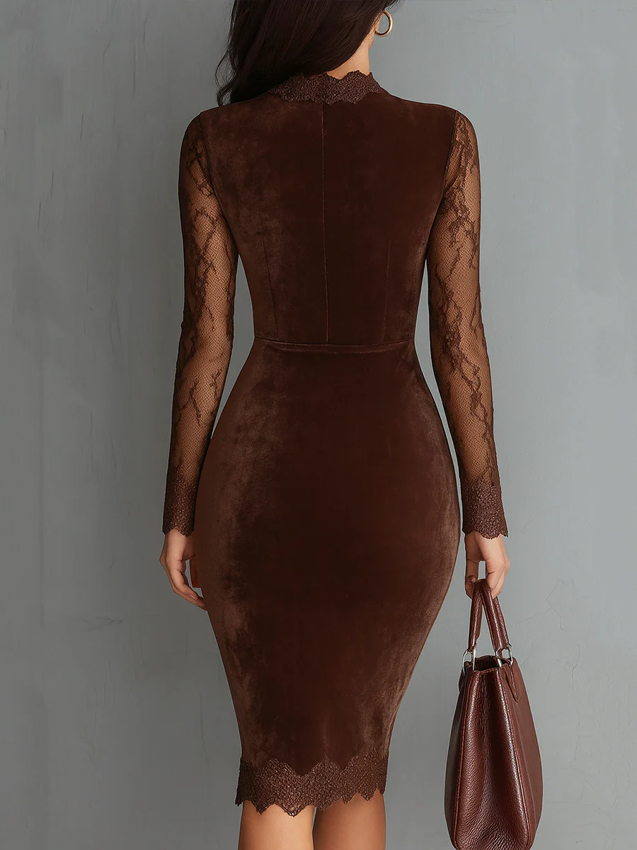 Aurélia Samt-Minikleid Braun