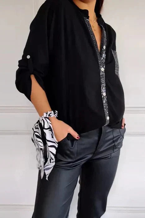 Glanzakzent | Top mit Pailletten-Detail