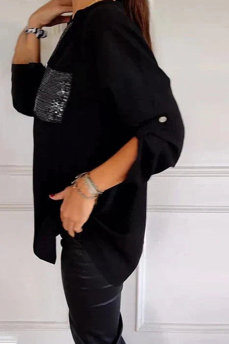 Glanzakzent | Top mit Pailletten-Detail