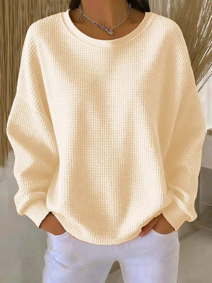 Nyla Pullover mit Waffelstruktur in Apricot