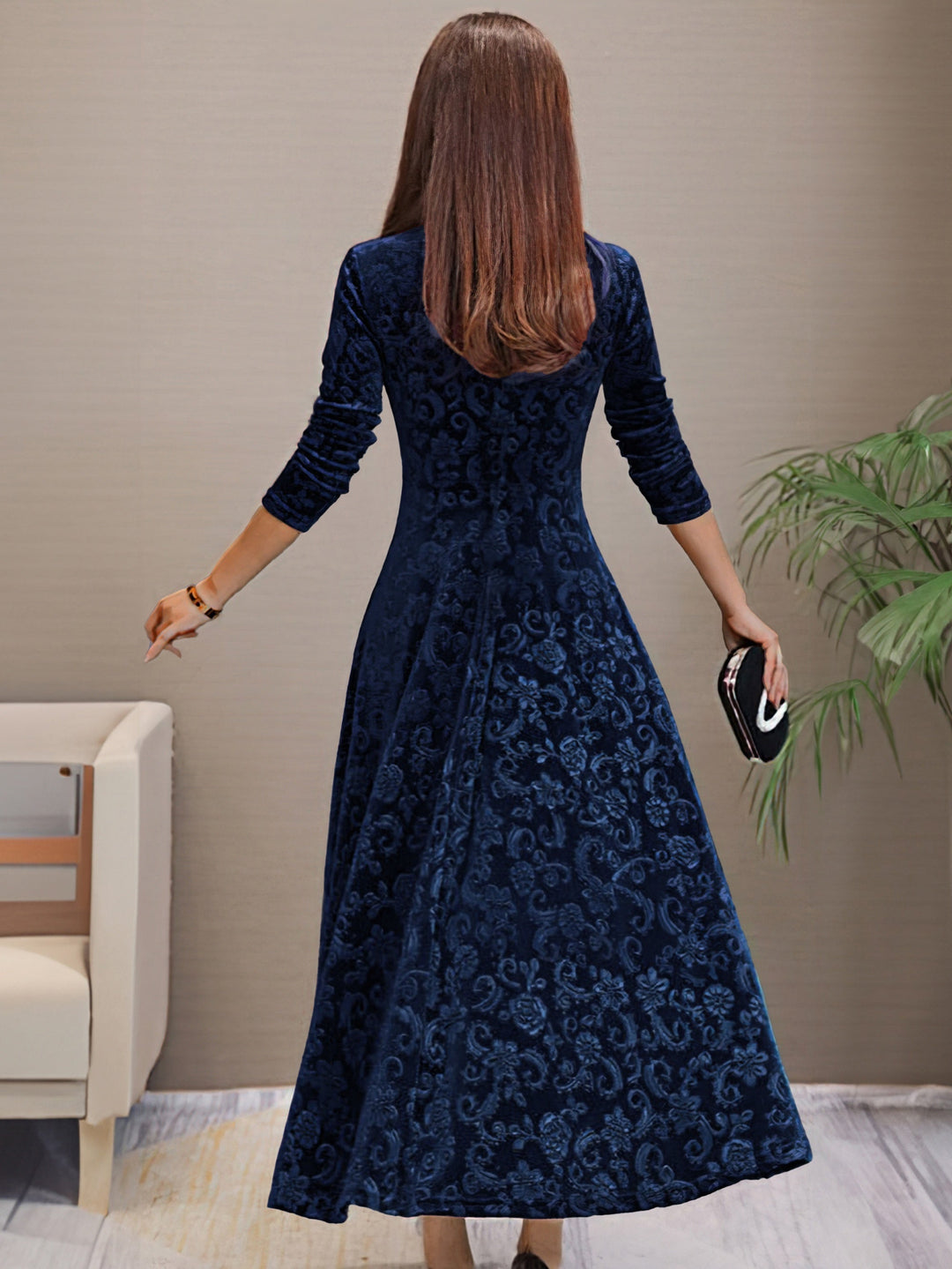 Annysamt | Elegantes Festkleid aus Samt mit V-Ausschnitt