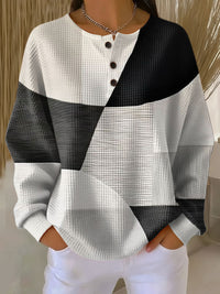 Ondine™ | Pullover mit Henley-Ausschnitt und Geometrie-Muster