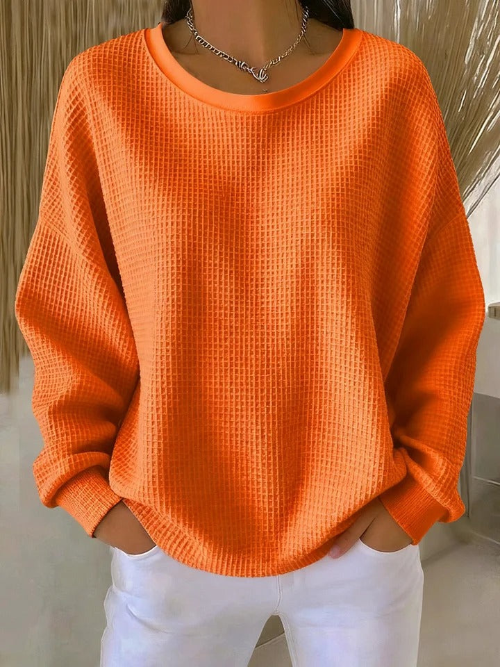 Nyla Pullover mit Waffelstruktur in Orange