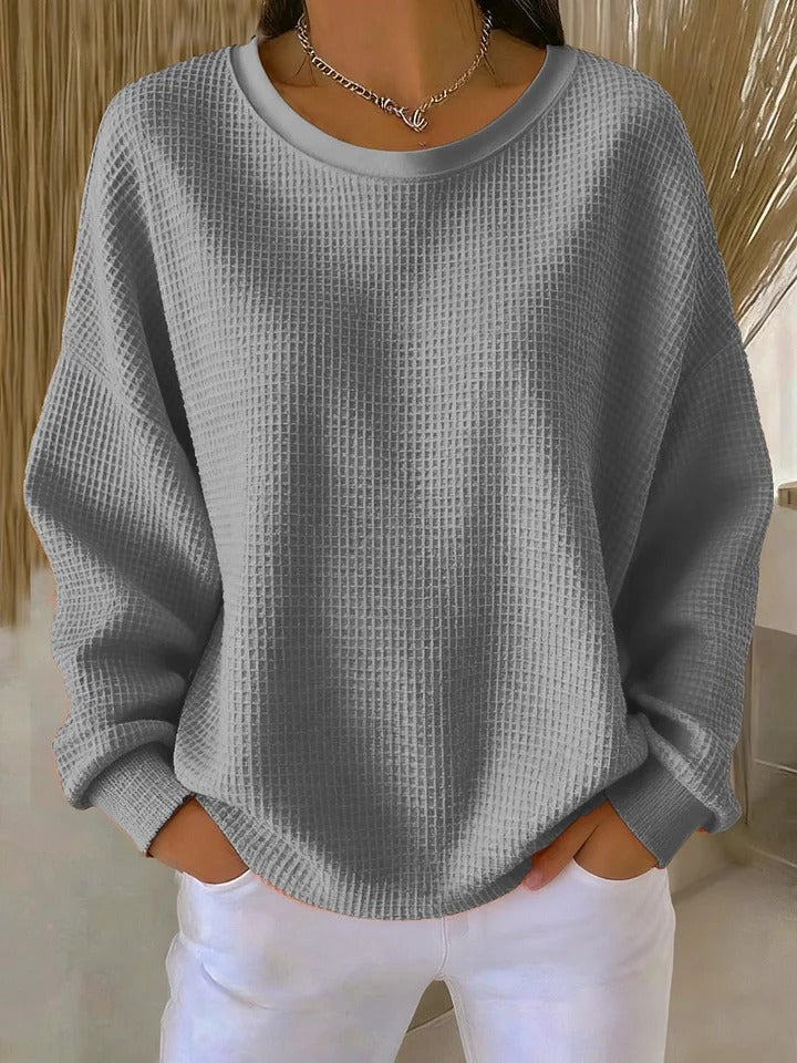 Nyla Pullover mit Waffelstruktur in Grau
