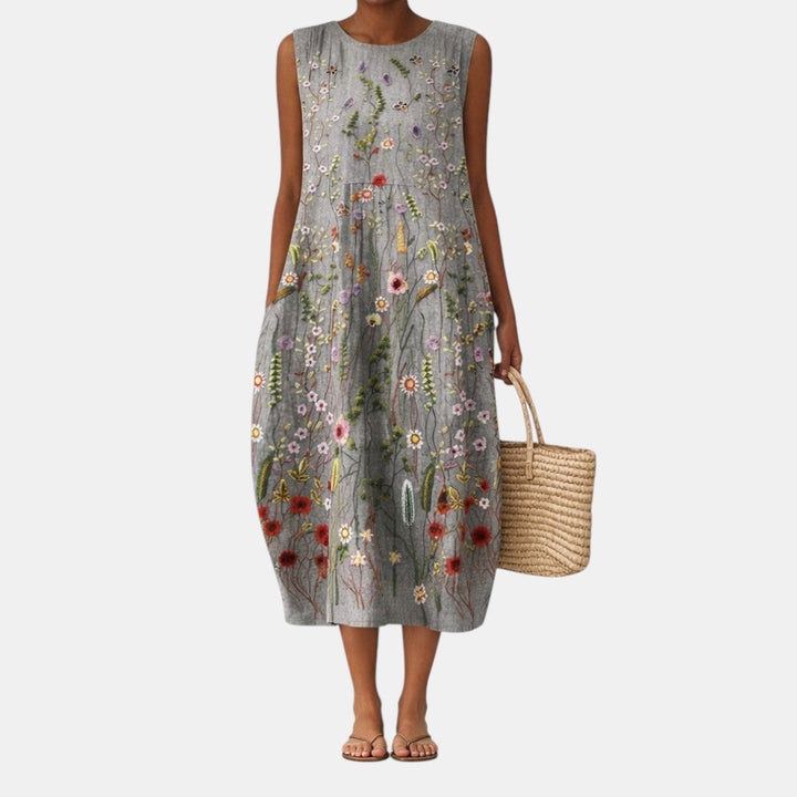Asta Maxikleid mit zartem Blumenmuster – Vorderansicht