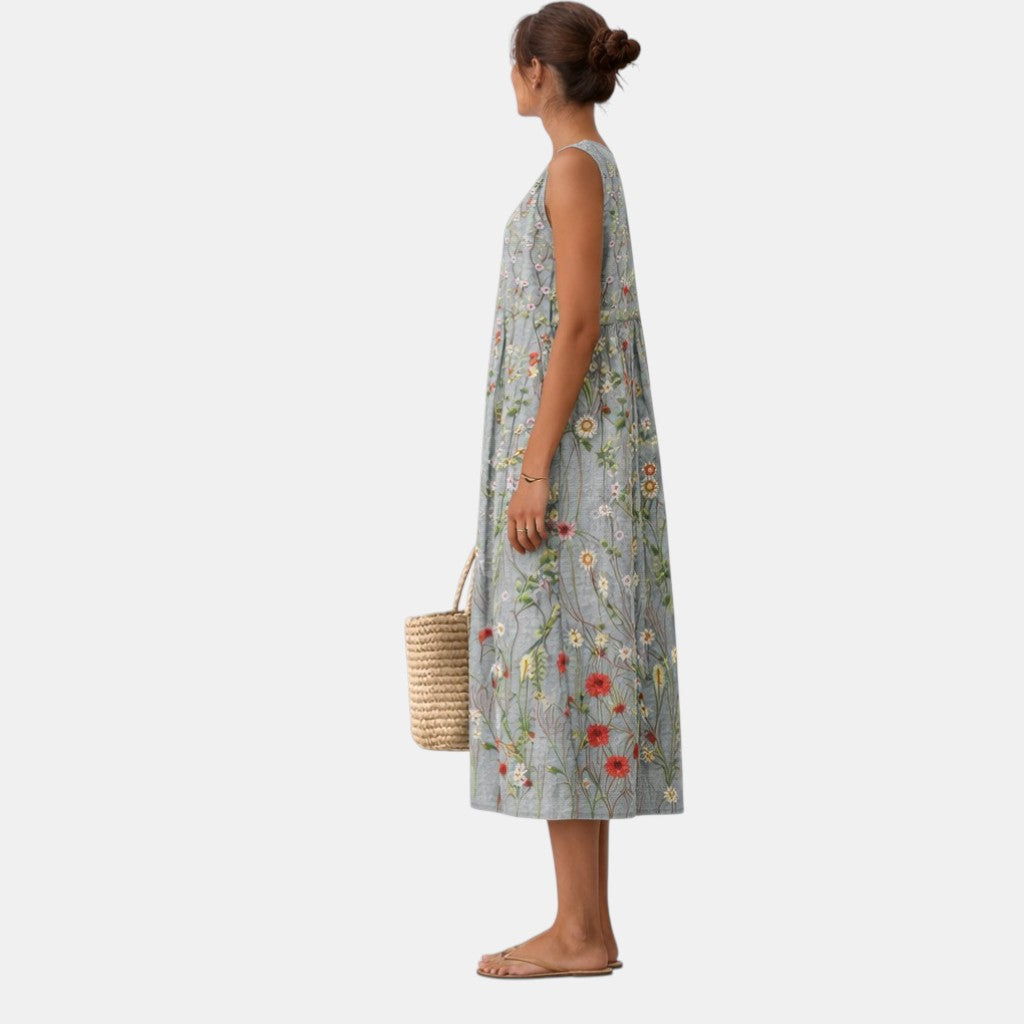 Asta Maxikleid mit zartem Blumenmuster – Seitenansicht