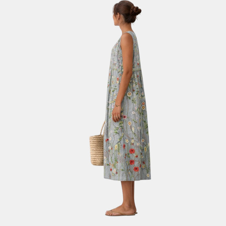 Asta Maxikleid mit zartem Blumenmuster – Seitenansicht