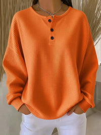 Mirabel™ | Sweatshirt mit Henley-Ausschnitt und Waffelstruktur