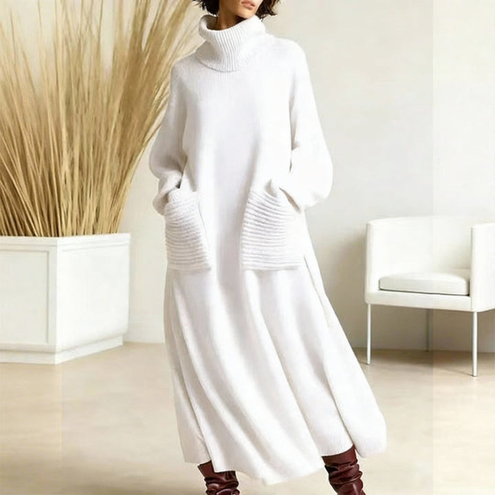 Glendastrick | Damen Oversize Strickkleid mit Rollkragen