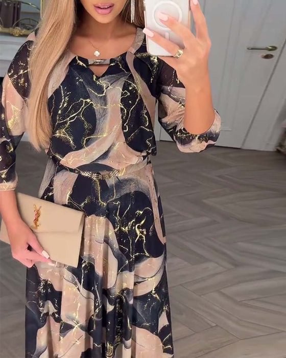 Verelleprint | Elegantes Kleid mit Print & Dreiviertelärmeln