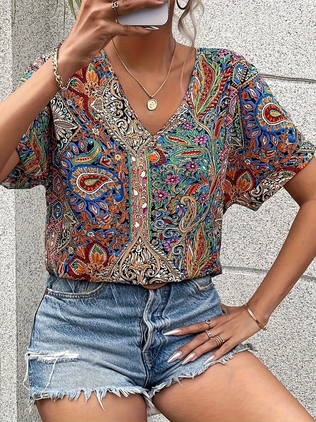 Mondschimmer | V-Ausschnitt Bluse