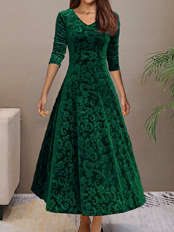 Annysamt | Elegantes Festkleid aus Samt mit V-Ausschnitt