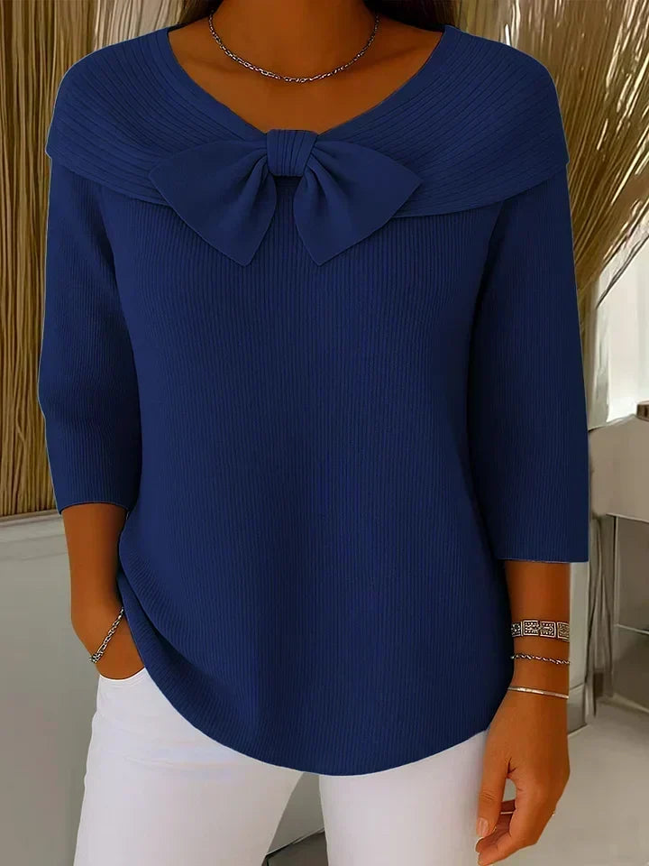 Tivella Pullover mit Schleife in Dunkelblau