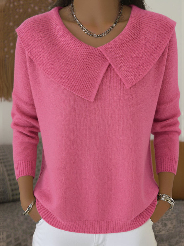 Sunnora Pullover mit großem Umlegekragen in Rosa