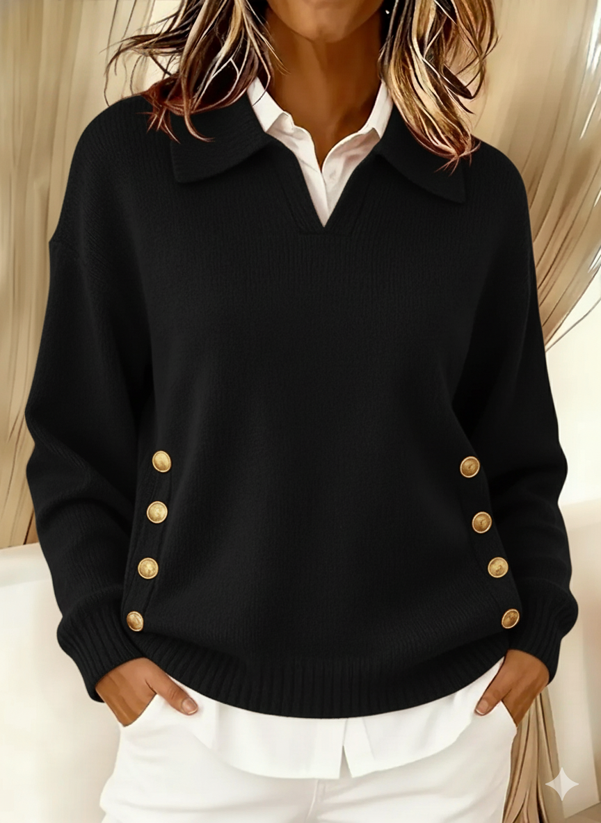 Vynette Pullover mit V-Ausschnitt in Schwarz