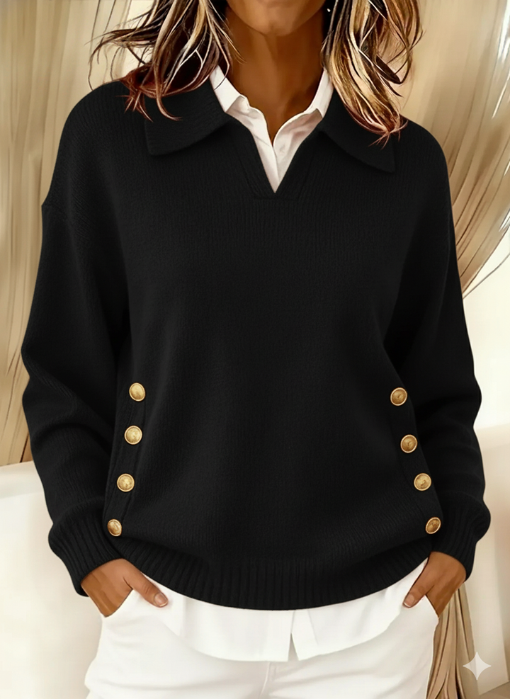 Vynette Pullover mit V-Ausschnitt in Schwarz