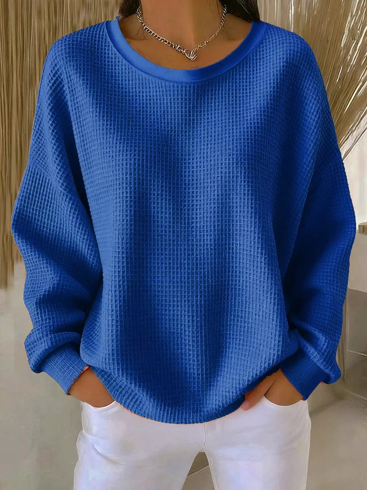 Nyla Pullover mit Waffelstruktur in Blau