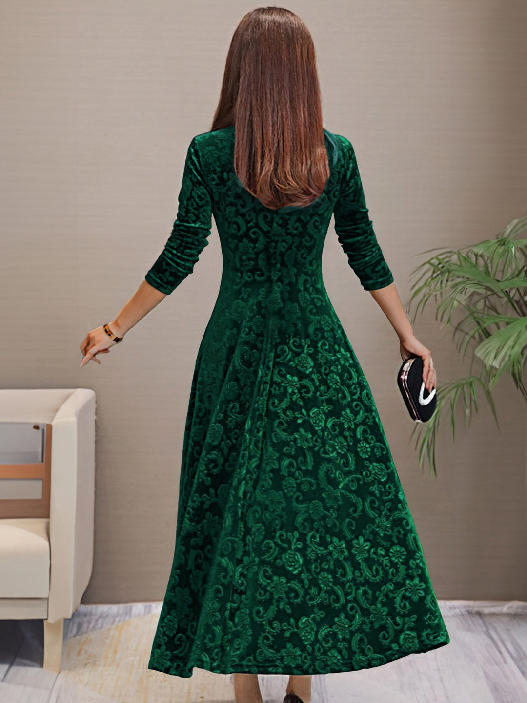Annysamt | Elegantes Festkleid aus Samt mit V-Ausschnitt
