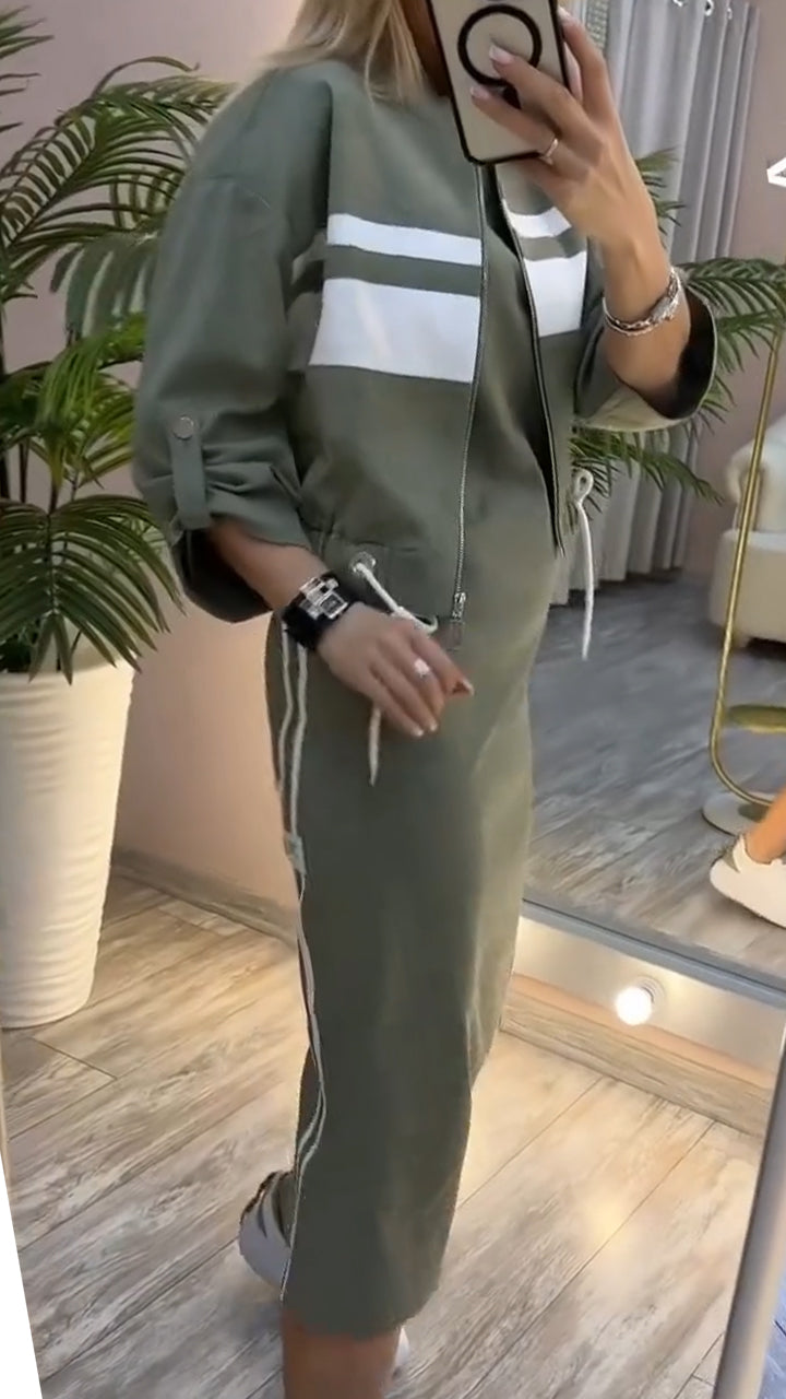 Feyraset | Lässiges und Stilvolles Set mit Rundhalsausschnitt-Kleid und Jacke für Damen