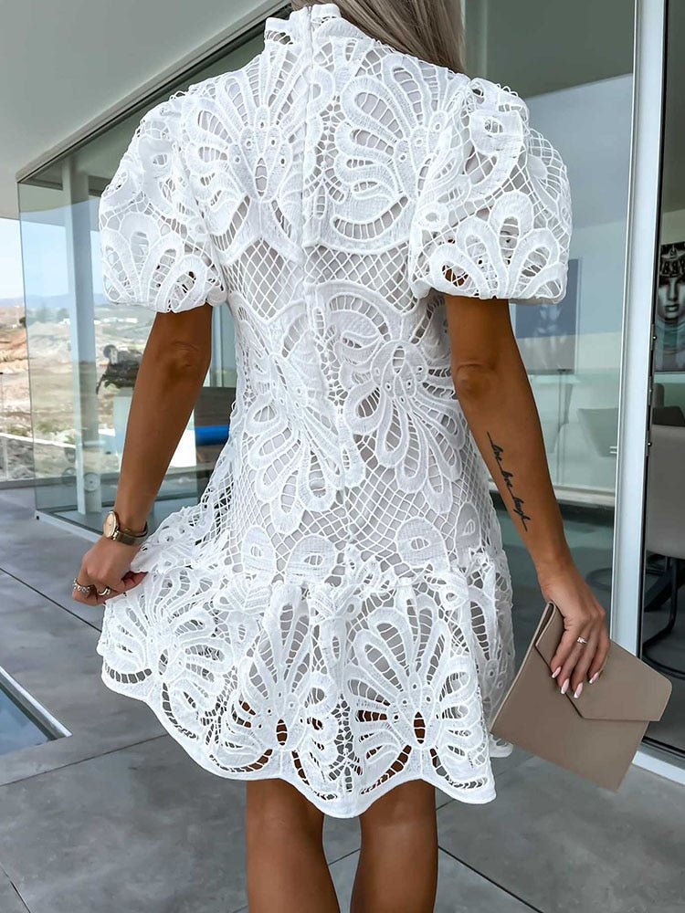 Spitzentraum | Midikleid mit Spitze und Puffärmeln