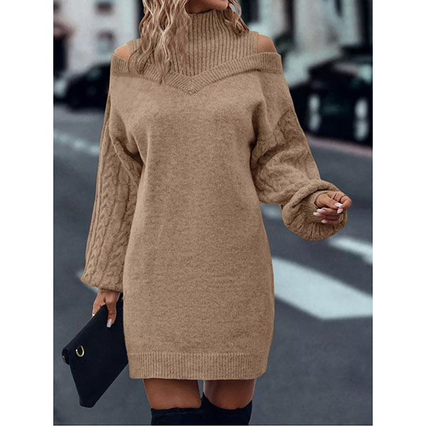 Lairazopf | Kleid mit hohem Kragen und Zopfmuster