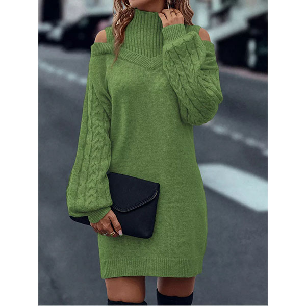 Lairazopf | Kleid mit hohem Kragen und Zopfmuster