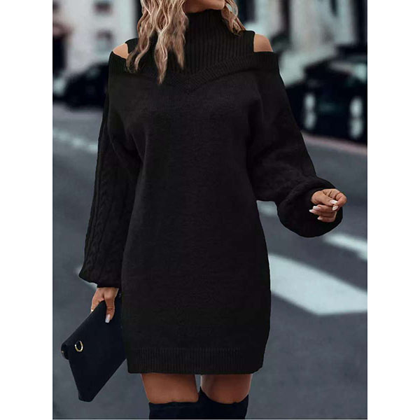 Lairazopf | Kleid mit hohem Kragen und Zopfmuster